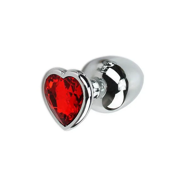 Plug Anal de Aço Inoxidável Tamanho G Joia Formato Coração Cor: Vermelho