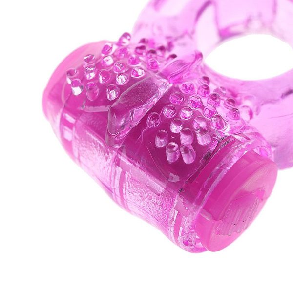 Anel Peniano com Vibrador Borboleta Super Flexível - Roxo